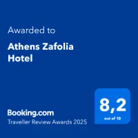 Das Athens Zafolia Hotel erhielt die Auszeichnung „Booking.com Traveller Review Awards 2025“ und wurde mit 8,2 von 10 Punkten bewertet.